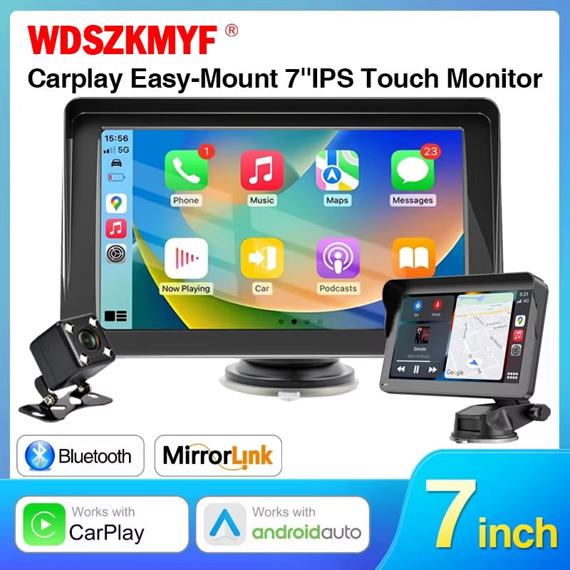 7Inch Portable Wireless Carplay Android Auto Car Radio Multimedia Video Player Touch Screen with AUX for Rear View Camera