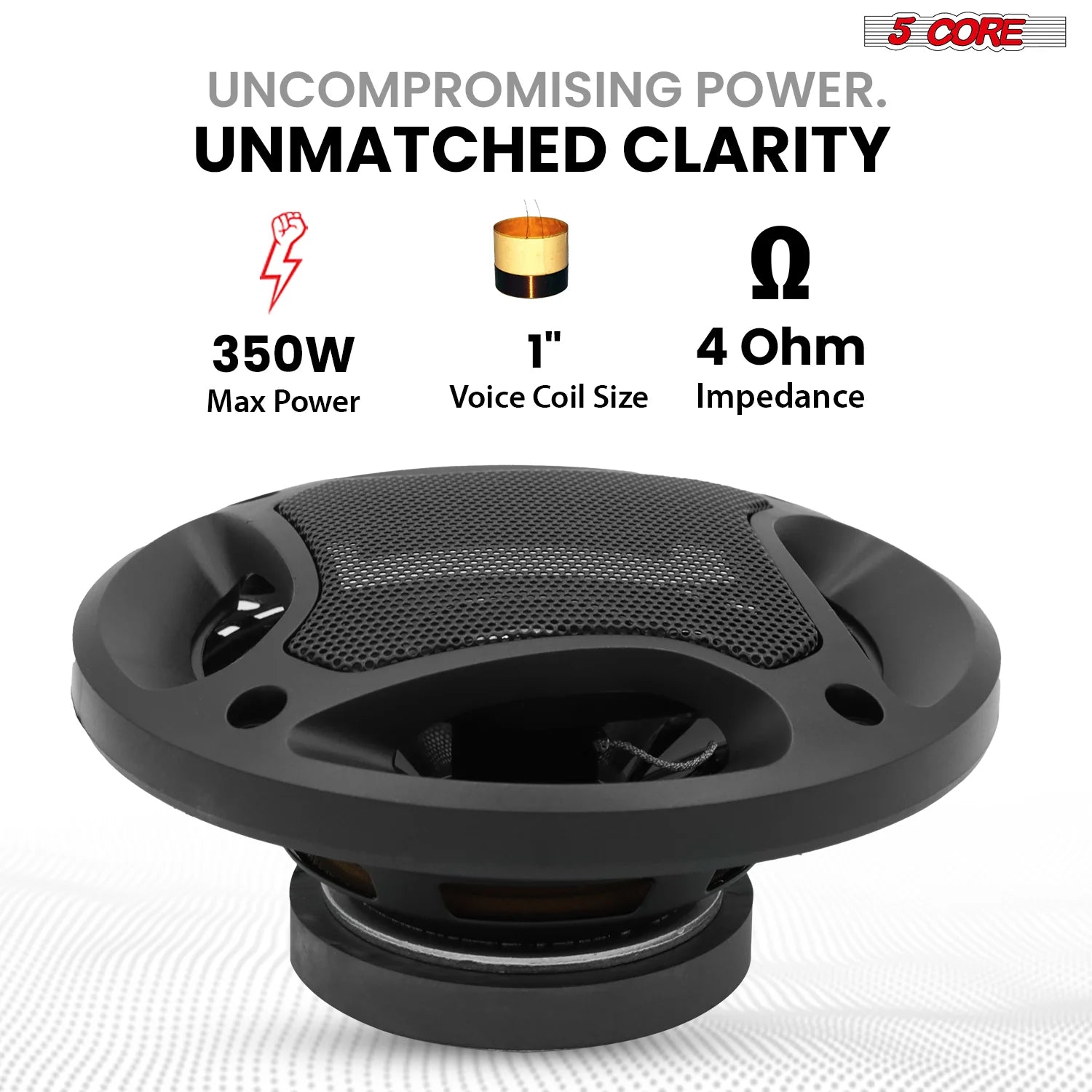 5 Core 2 Way 5" Car Speaker 350W Coaxial Component Speaker Universal Quick Easy Fit for Cars