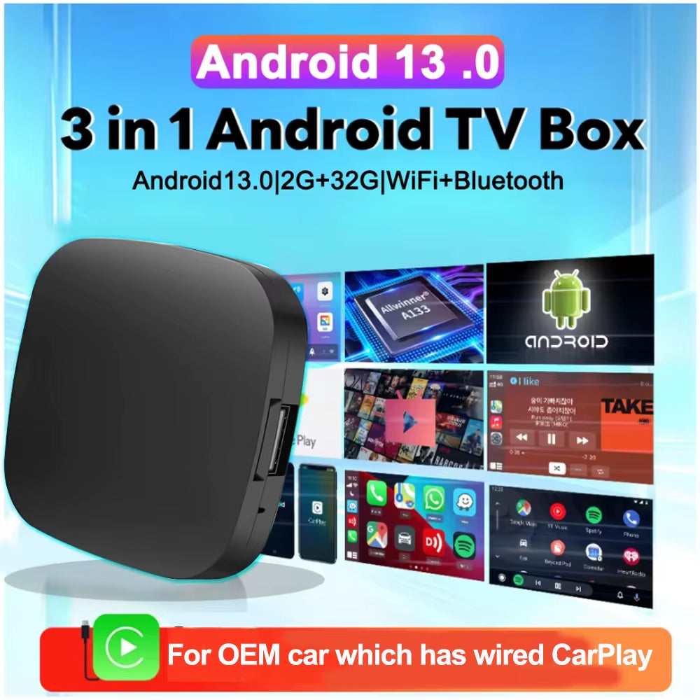 New Carplay Ai Box Wireless Android Auto Wireless Carplay Adapter TV Box for Netflix Youtube Car Intelligence Systems