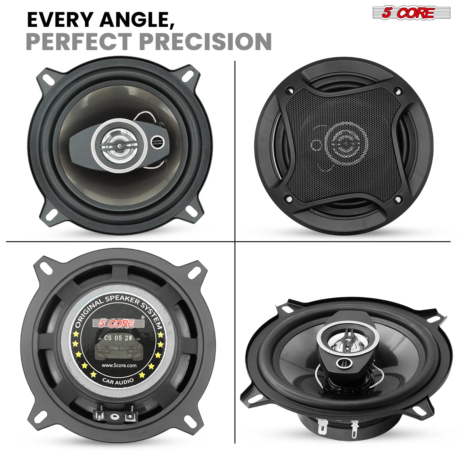 5 Core 2 Way 5" Car Speaker 350W Coaxial Component Speaker Universal Quick Easy Fit for Cars