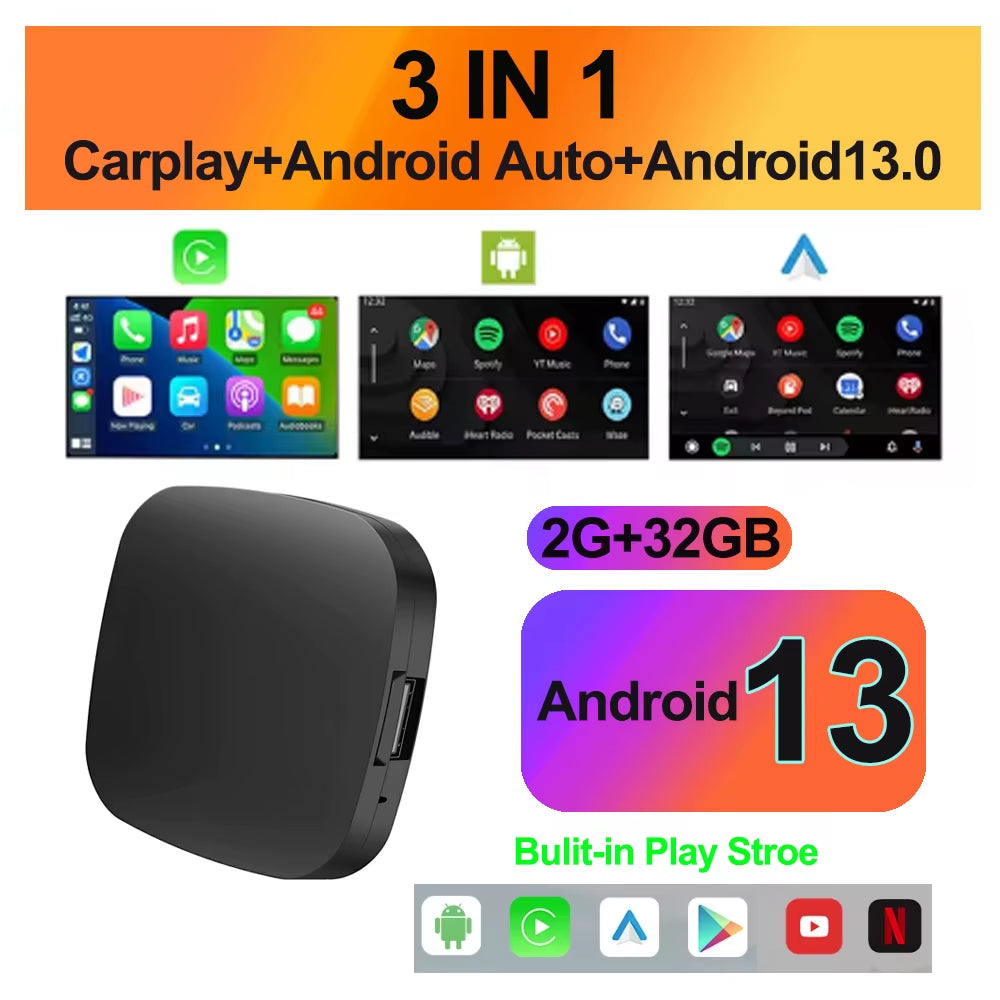 New Carplay Ai Box Wireless Android Auto Wireless Carplay Adapter TV Box for Netflix Youtube Car Intelligence Systems