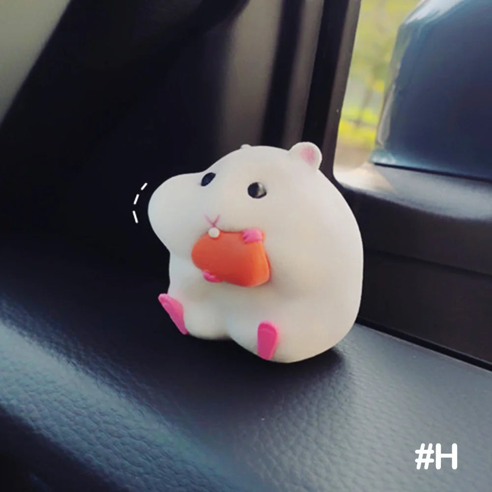 Car Decoration Straw Hat Hamster Car Accessories New Console Cute Doll Car Interior Pendant Car Decoration Cool Car Decoration