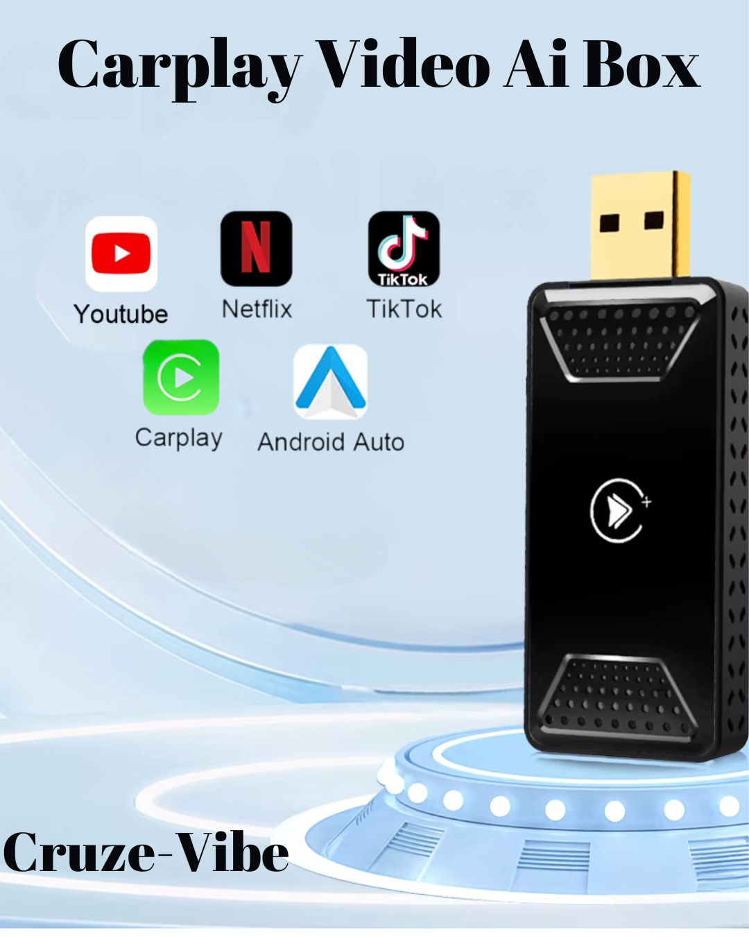 Plug & Play USB AI Box – Wireless CarPlay, Android Auto & Streaming Entertainment