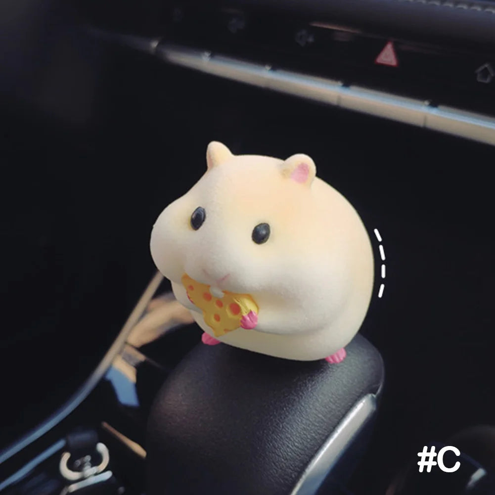 Car Decoration Straw Hat Hamster Car Accessories New Console Cute Doll Car Interior Pendant Car Decoration Cool Car Decoration