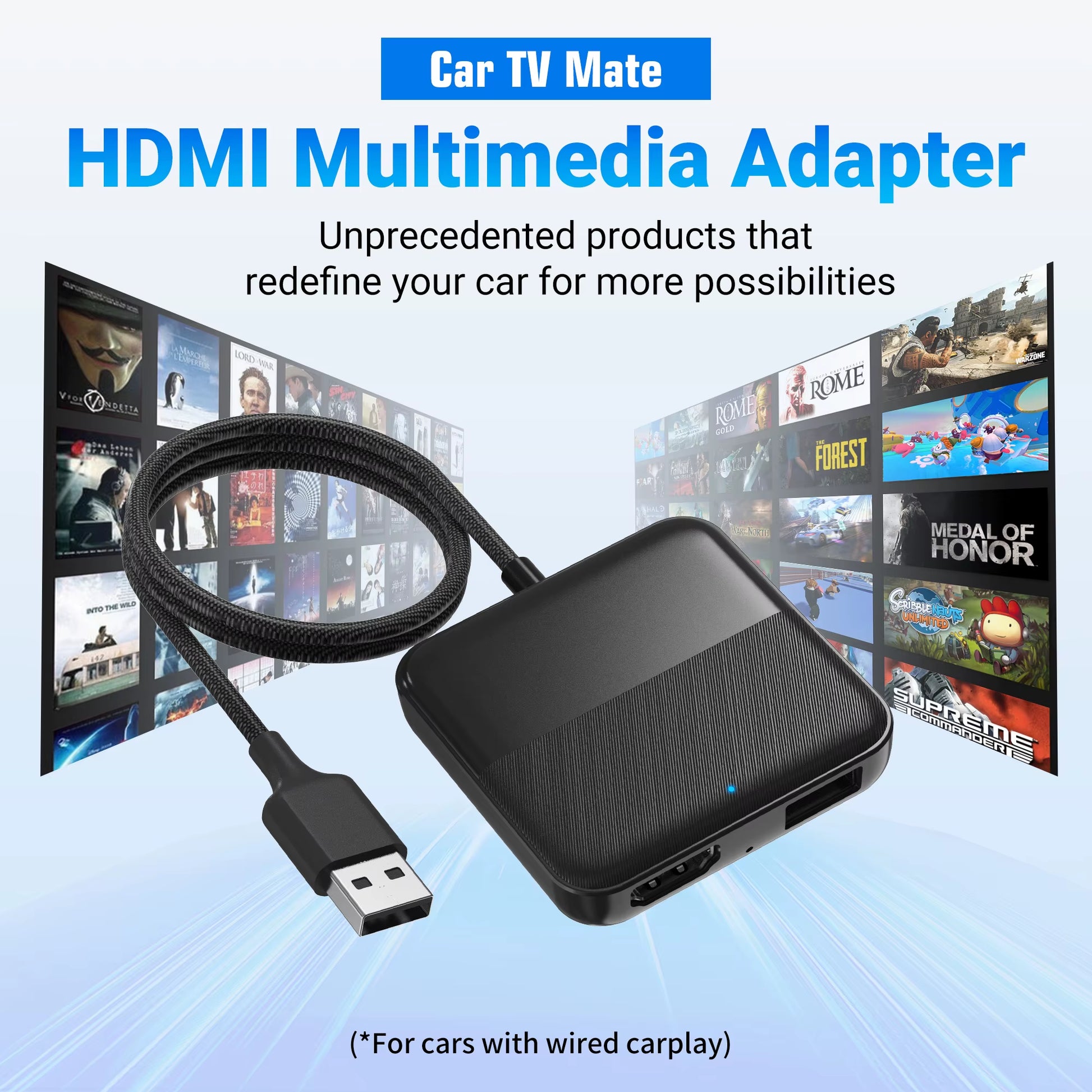 OTTOCAST Car Ai Box HDMI Multimedia Adapter DVD Converter for Movies Live TV Show Box for Netflix Youtube OEM Wired Carplay Car