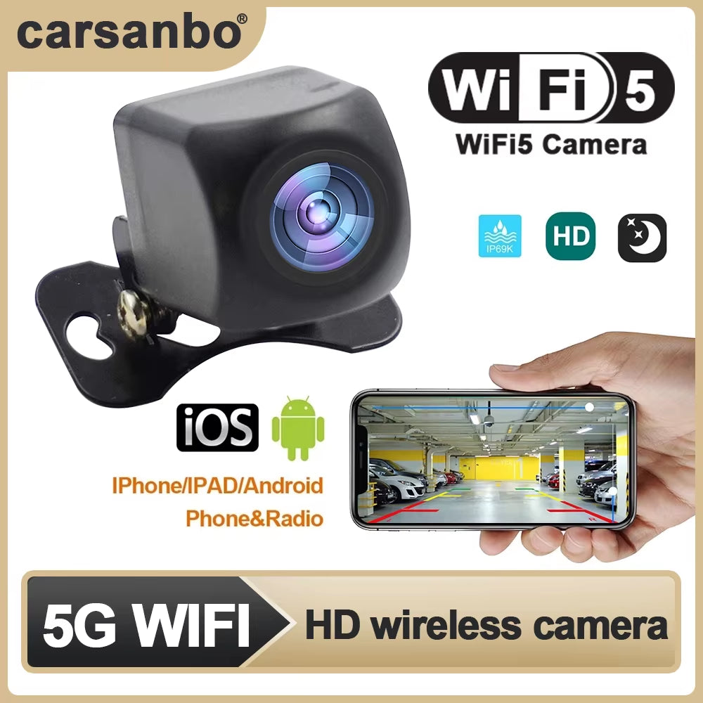 Universal Wireless Night Vision Rear View Camera HD Car Waterproof Wifi Reversing Camera 5V USB 12V Support Android IOS