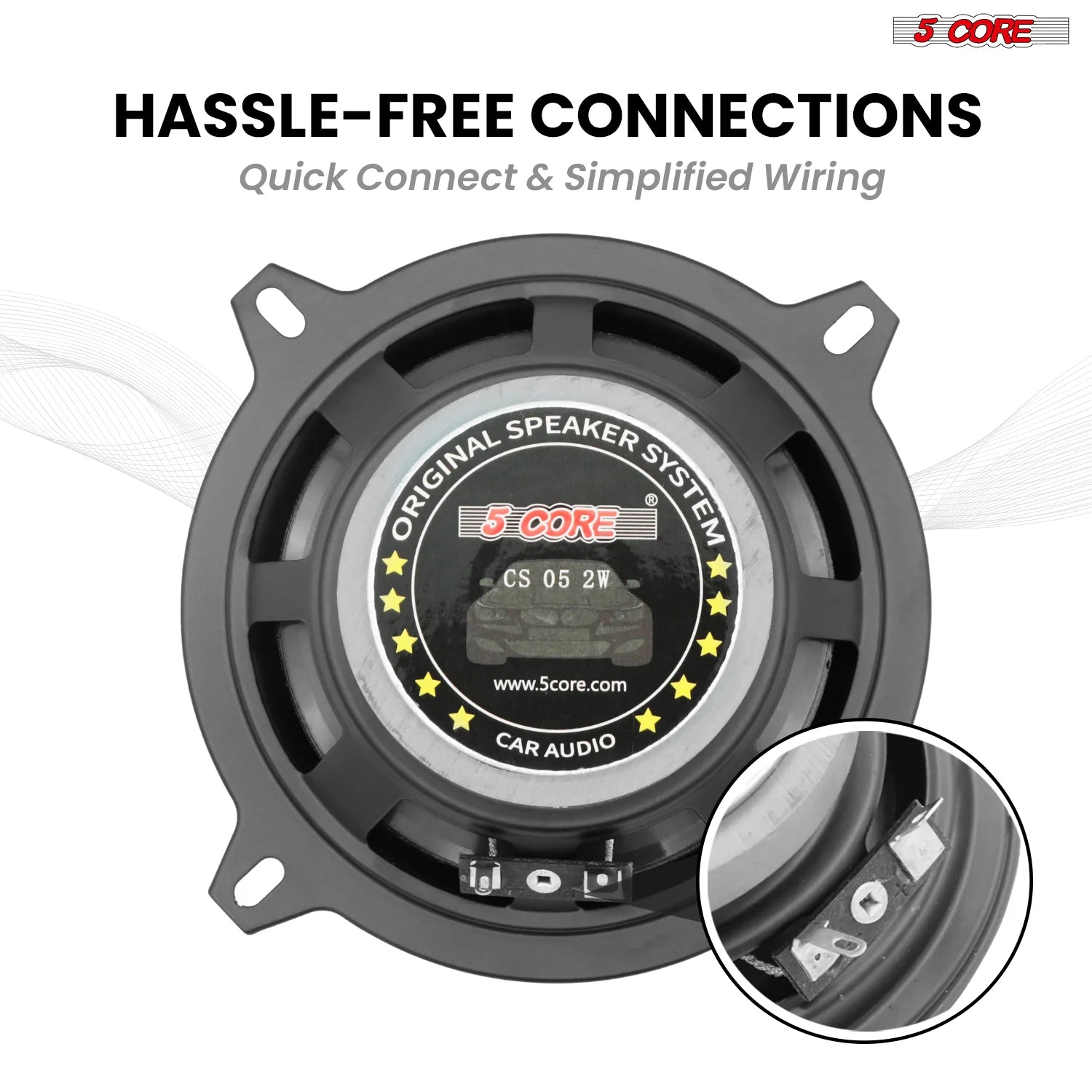 5 Core 2 Way 5" Car Speaker 350W Coaxial Component Speaker Universal Quick Easy Fit for Cars