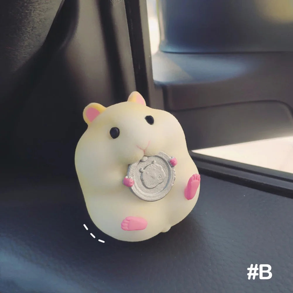 Car Decoration Straw Hat Hamster Car Accessories New Console Cute Doll Car Interior Pendant Car Decoration Cool Car Decoration