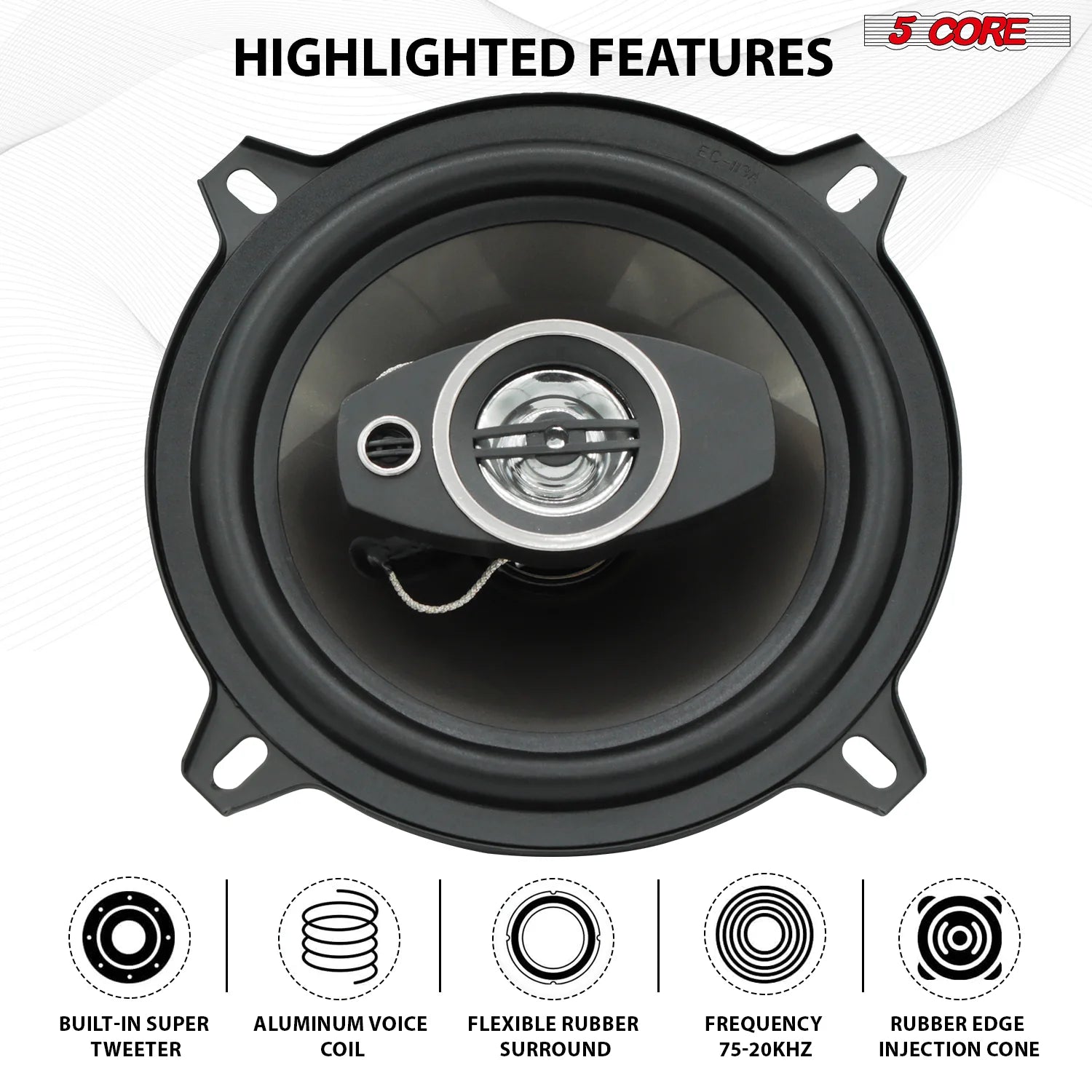 5 Core 2 Way 5" Car Speaker 350W Coaxial Component Speaker Universal Quick Easy Fit for Cars