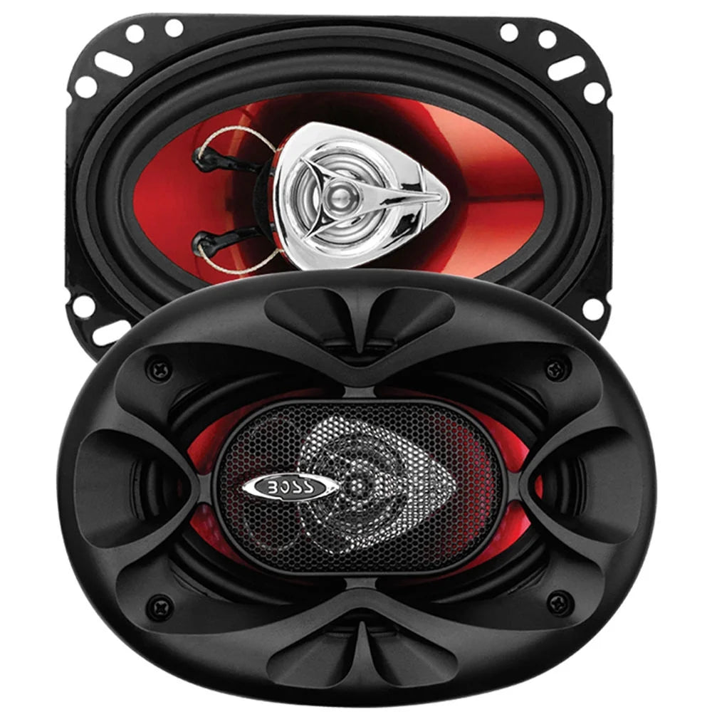 BOSS CH4620 4X6 Car Speakers Pair 200 Watts Full Range Red Poly Cone