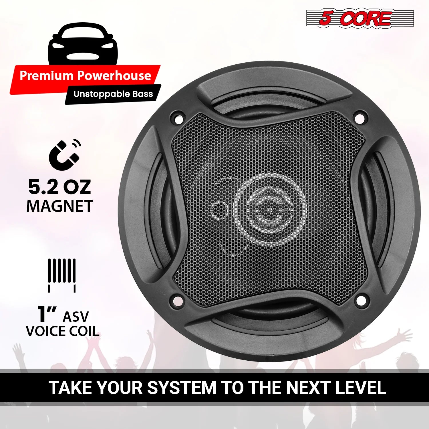 5 Core 2 Way 5" Car Speaker 350W Coaxial Component Speaker Universal Quick Easy Fit for Cars