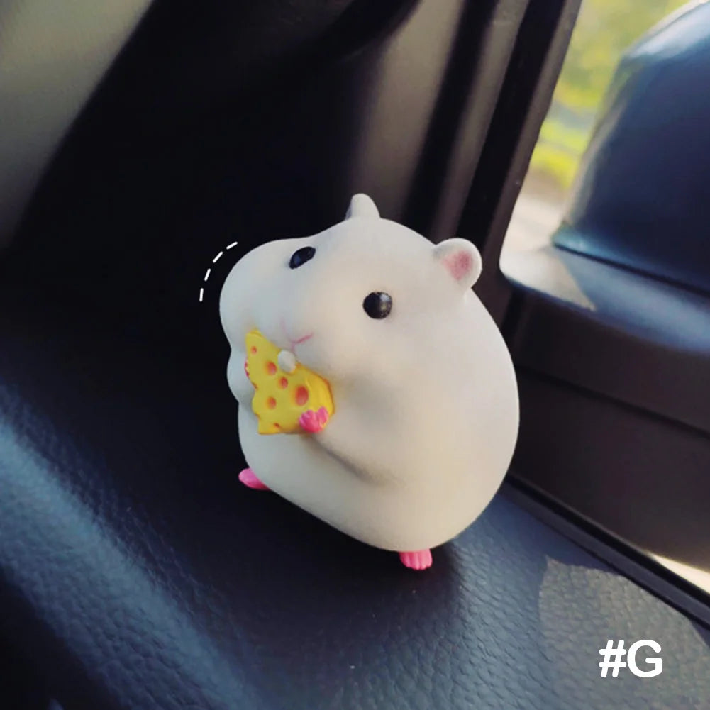 Car Decoration Straw Hat Hamster Car Accessories New Console Cute Doll Car Interior Pendant Car Decoration Cool Car Decoration