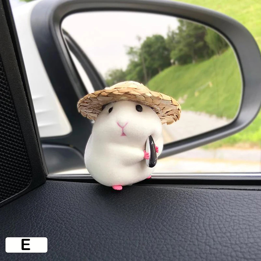 Car Decoration Straw Hat Hamster Car Accessories New Console Cute Doll Car Interior Pendant Car Decoration Cool Car Decoration